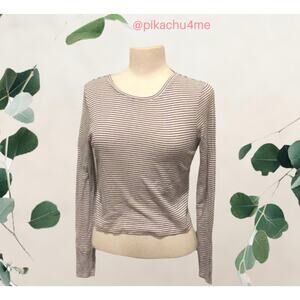 Long Sleeve Stripe Top Black White Small